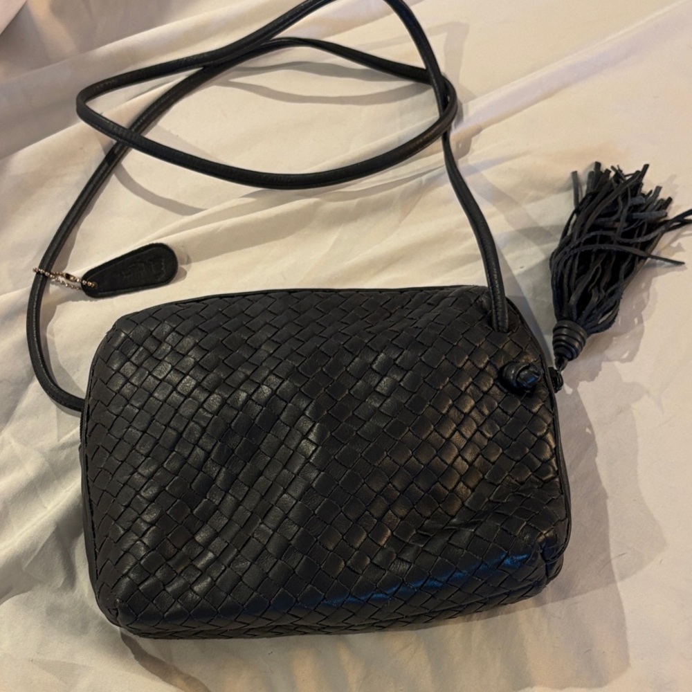 Aspects NY Navy BlueWoven Leather Crossbody Bag